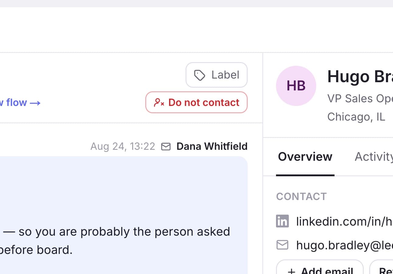 Do not contact is one click from the conversation, and it applies across your whole account rather than just this flow.