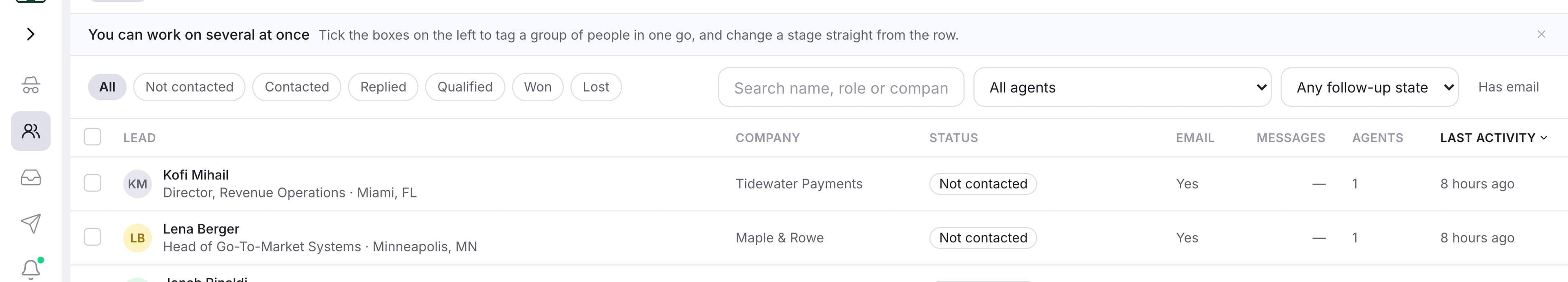 The filter bar. Everything here goes into the address bar, so a filtered list is a page you can bookmark and send to a colleague.